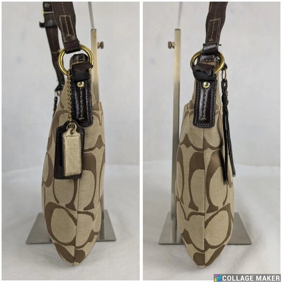 COACH F21905 SIGNATURE STRIPE DUFFLE SIGNATURE FABRIC Dark Brown - Picture 5 of 15